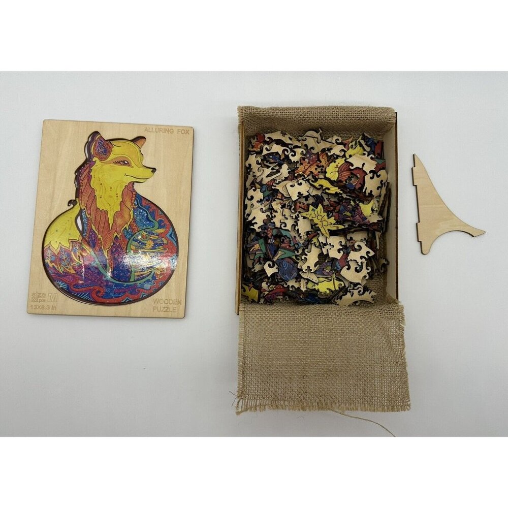 Wooden Jigsaw Puzzle Alluring Fox Rainbow Odd Shapes Complex Pieces READ - Picture 10 of 15